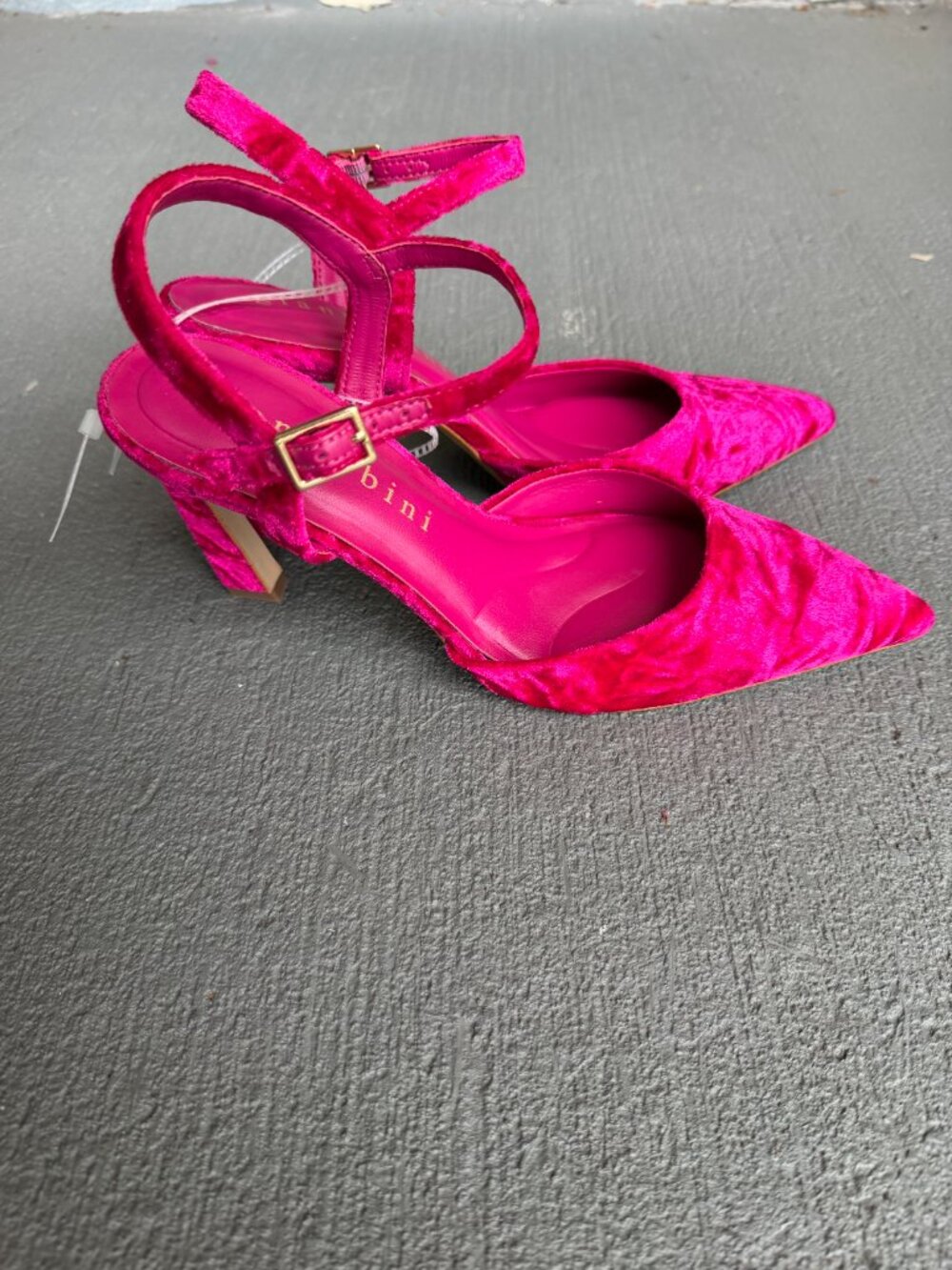 Gianni Bini Geno Hot Pink Velvet Pointed Toe Slingback Heels NWOB - Picture 5 of 10
